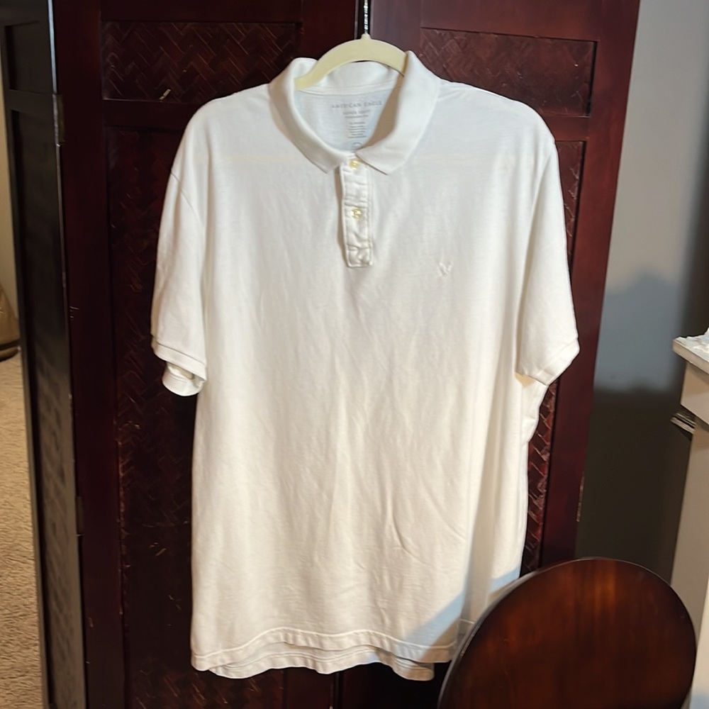 American Eagle super soft, standard fit size extra large white polo
